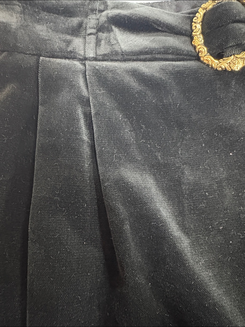 Black Velvet Pencil Skirt with Gold Buckle - Picture 4 of 4